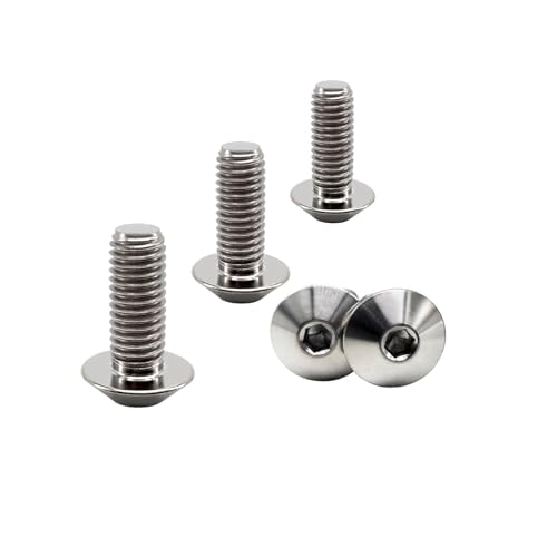 RISON Titanium Bolzen M6x1.0x18mm Titan Kuppelkopf Kopfbolzen Innensechskant Bolzen Titanlegierungurfarbe Titanschrauben Sockel Kopf Schraube für Fahrrad Motorrad 5 Stück von RISON-Titanium