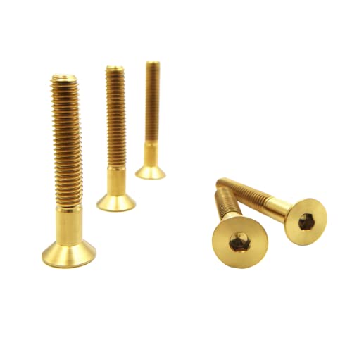RISON Titanium Bolzen M6x1.0x40mm Innensechskant Senkkopfschrauben GR5 Flachkopf Bolzen golden Titan Senkkopf Bolzen TC4 Titan Inbusschlüssel Bolzen für Fahrrad MTB 5 Stück RISON Titanium Bolzen M6x1.0x40mm Innensechskant Senkkopfschrauben GR5 Flachkopf Bolzen golden Titan Senkkopf Bolzen TC4 Titan Inbusschlüssel Bolzen für Fahrrad MTB 5 Stück von RISON-Titanium