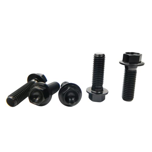 RISON-Titanium Sechskantschrauben mit Flansch M8x1.25x30mm, 5 Stück Titanschrauben Sechskant Kopf Schrauben, Flanschschrauben Titanbolzen Maschinenschrauben für Motorrad, Fahrrad Modifikation von RISON-Titanium