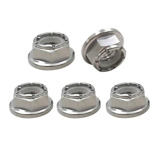 RISON Titan Sechskantmuttern M5, 5 Stück Sicherungsmuttern Flansch Nylon Kontermutter GR5 M5x0.8mm, Selbstsichernde Muttern Stoppmutter, Sechskant Schraubenmuttern Flanschmuttern Kontermuttern Set RISON Titan Sechskantmuttern M5, 5 Stück Sicherungsmuttern Flansch Nylon Kontermutter GR5 M5x0.8mm, Selbstsichernde Muttern Stoppmutter, Sechskant Schraubenmuttern Flanschmuttern Kontermuttern Set von RISON-Titanium