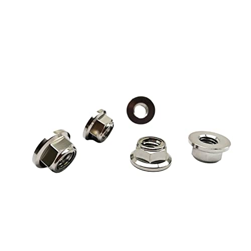 RISON Titanium Mutter Titan Flansch Vollmetall Kontermutter M10x1.25mm Titan Kettenradmutter GR5 Sicherungsmutter Titanlegierungurfarbe 6AL4V Titanflansch-Sicherungsmutter 5 Stück von RISON-Titanium