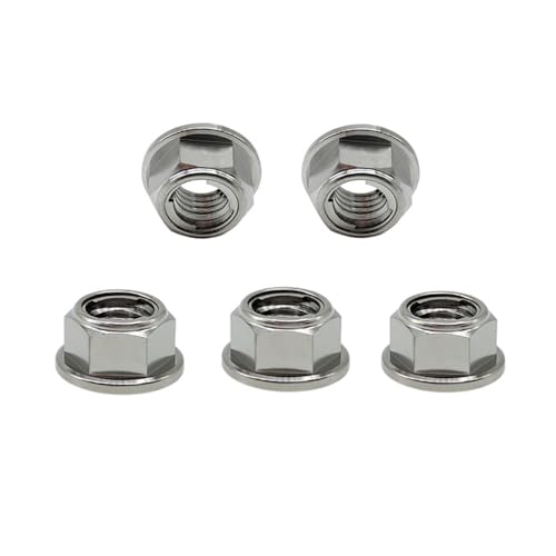 RISON Titanium Mutter Titan Flansch Vollmetall Kontermutter M10x1.5mm Titan Kettenradmutter GR5 Sicherungsmutter Titanlegierungurfarbe 6AL4V Titanflansch-Sicherungsmutter 5 Stück von RISON-Titanium