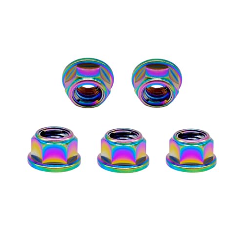 RISON Titanium Mutter Titan Flansch Vollmetall Kontermutter M10x1.5mm Titan Kettenradmutter GR5 Sicherungsmutter irisierend 6AL4V Titanflansch-Sicherungsmutter 5 Stück RISON Titanium Mutter Titan Flansch Vollmetall Kontermutter M10x1.5mm Titan Kettenradmutter GR5 Sicherungsmutter irisierend 6AL4V Titanflansch-Sicherungsmutter 5 Stück von RISON-Titanium