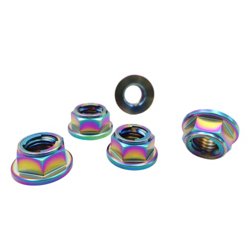 RISON Titanium Mutter Titan Flansch Vollmetall Kontermutter M6x1.0mm Titan Kettenradmutter GR5 Sicherungsmutter irisierend 6AL4V Titanflansch-Sicherungsmutter 5 Stück RISON Titanium Mutter Titan Flansch Vollmetall Kontermutter M6x1.0mm Titan Kettenradmutter GR5 Sicherungsmutter irisierend 6AL4V Titanflansch-Sicherungsmutter 5 Stück von RISON-Titanium