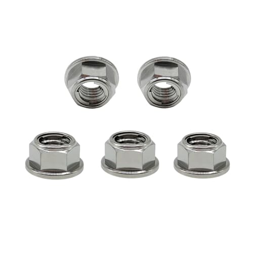 RISON Titanium Mutter Titan Flansch Vollmetall Kontermutter M8x1.25mm Titan Kettenradmutter GR5 Sicherungsmutter Titanlegierungurfarbe 6AL4V Titanflansch-Sicherungsmutter 5 Stück von RISON-Titanium