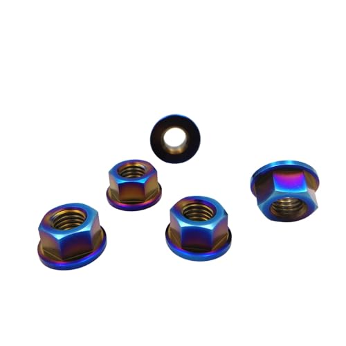 RISON-Titanium Titan Flanschmutter mit Flansch M5x0.8mm, Sechskantmutter mit Flansch DIN 1661, Titan-Kettenradmutter Grade 5 Vollmetall Bundmutter Sechskantmuttern für Motorrad, 5 Stück RISON-Titanium Titan Flanschmutter mit Flansch M5x0.8mm, Sechskantmutter mit Flansch DIN 1661, Titan-Kettenradmutter Grade 5 Vollmetall Bundmutter Sechskantmuttern für Motorrad, 5 Stück von RISON-Titanium