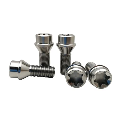 RISON-Titanium Radschrauben M12 x 1,5 x 28 Titan Torx Kopf Lug Bolts 28mm Schaft 20 Stück 6AL4V Luftfahrtqualität Kegelsitz Natur M12 x 1,5 x 28mm Lug Bolts von RISON-Titanium