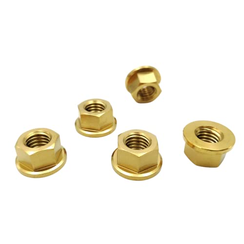 RISON-Titanium Titan Flanschmutter mit Flansch M10x1.25mm, Sechskantmutter mit Flansch DIN 1661, Titan-Kettenradmutter Grade 5 Vollmetall Bundmutter Sechskantmuttern für Motorrad, 5 Stück RISON-Titanium Titan Flanschmutter mit Flansch M10x1.25mm, Sechskantmutter mit Flansch DIN 1661, Titan-Kettenradmutter Grade 5 Vollmetall Bundmutter Sechskantmuttern für Motorrad, 5 Stück von RISON-Titanium