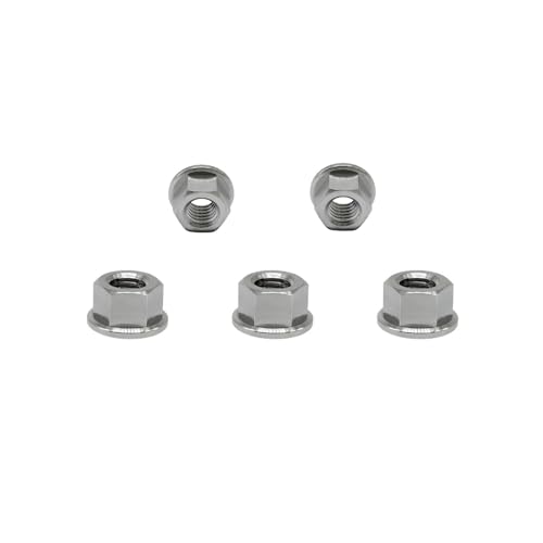 RISON-Titanium Titan Flanschmutter mit Flansch M12x1.5mm, Sechskantmutter mit Flansch DIN 1661, Titan-Kettenradmutter Grade 5 Vollmetall Bundmutter Sechskantmuttern für Motorrad, 5 Stück von RISON-Titanium