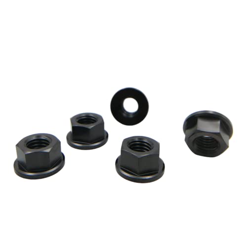 RISON-Titanium Titan Flanschmutter mit Flansch M5x0.8mm, Sechskantmutter mit Flansch DIN 1661, Titan-Kettenradmutter Grade 5 Vollmetall Bundmutter Sechskantmuttern für Motorrad, 5 Stück von RISON-Titanium