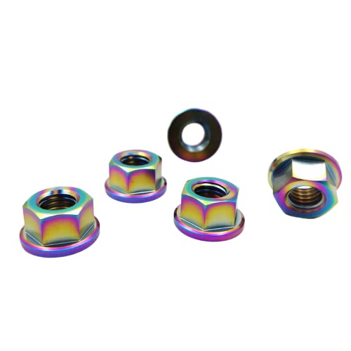 RISON-Titanium Titan Flanschmutter mit Flansch M6x1.0mm, Sechskantmutter mit Flansch DIN 1661, Titan-Kettenradmutter Grade 5 Vollmetall Bundmutter Sechskantmuttern für Motorrad, 5 Stück RISON-Titanium Titan Flanschmutter mit Flansch M6x1.0mm, Sechskantmutter mit Flansch DIN 1661, Titan-Kettenradmutter Grade 5 Vollmetall Bundmutter Sechskantmuttern für Motorrad, 5 Stück von RISON-Titanium