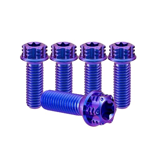 RISON-Titanium Titanschrauben M10x1.5x20mm, 5 Stück Flanschschraube Bremssattelschrauben Torx Kopf Flansch Schrauben Sechskantschrauben GR5 Titanbolzen Befestigungen für Motorräder Fahrrad Auto von RISON-Titanium