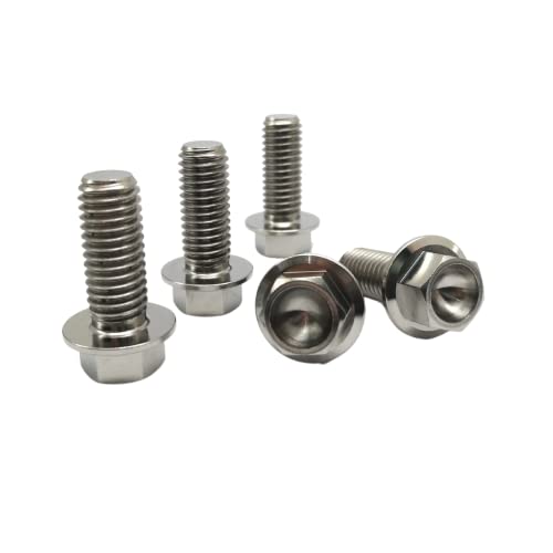 RISON-Titanium Titanschrauben M6x1.0x16mm, Sechskantschraube Flanschschraube in GR5 Titan Luft- und Raumfahrtqualität, Flanschkopf Sechskantschraube für Motorrad und Automodifikationen, 5 Stück von RISON-Titanium