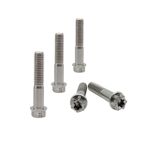 RISON-Titanium Titanschrauben M6x1.0x20mm, 5 Stück Flanschschraube Torx Kopf Flansch Schrauben Sechskantschrauben Gewindeschrauben GR5 Titanbolzen Befestigungen für Motorräder Fahrrad Auto von RISON-Titanium