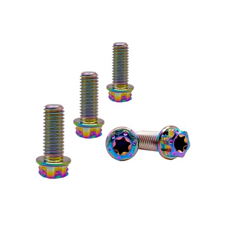 RISON-Titanium Titanschrauben M6x1.0x22mm, 5 Stück Flanschschraube Torx Kopf Flansch Schrauben Sechskantschrauben Gewindeschrauben GR5 Titanbolzen Befestigungen für Motorräder Fahrrad Auto von RISON-Titanium