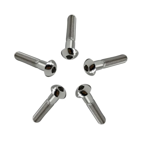 RISON5 Stück Titan Linsenkopfschrauben mit Innensechskant M5x30mm, Teilgewinde Halbrundkopfschraube aus Titan GR5, Flachkopfschraube Linsenschraube Knopfschraube Rundkopf Schrauben von RISON-Titanium