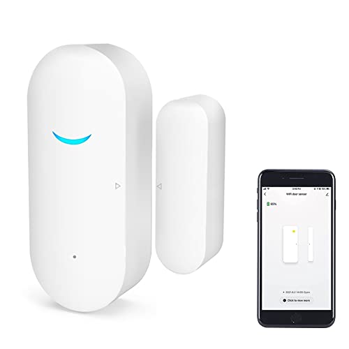 WiFi-Türfenstersensor: Smart Window Detector, Tuya Smart Alarm mit kostenloser Benachrichtigung， Smart Home Security System, kompatibel mit Alexa Google Home(1 Pack) von RISOON