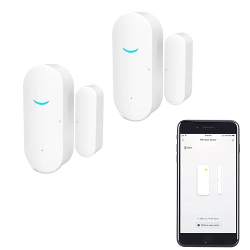 WiFi-Türfenstersensor: Smart Window Detector, Tuya Alarm mit kostenloser Benachrichtigung, Home Security System, kompatibel Alexa Google Home (2 Pack) von RISOON
