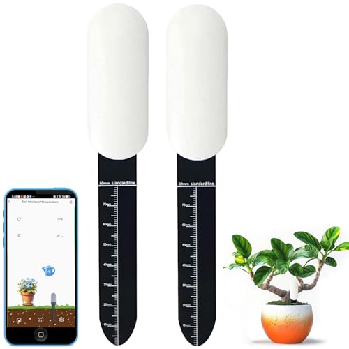 RISOON Intelligent Zigbee Soil Moisture Sensor, Zigbee Hub Required, Accurate Measurement, Capacitive Probe, Moisture/Temperature Meter for Garden Planting, Compatible with Homey, Hubitat (2 Pack) von RISOON
