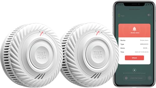 RISOON Smart Rauchmelder,WLAN-Rauchmelder, kompatibel mit Tuya/Smart Life APP，Kein Gateway erforderlich ，85 dB Warnsignal, vernetzter Mini-Rauch- und Feuermelder,S100B-CR-W (2er Pack) von RISOON
