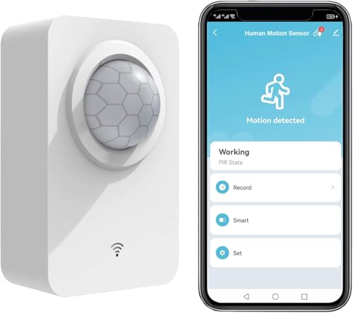 Sensor de Movimiento Inteligente Pir-Bewegungsmelder: Infrarrojo WiFi Movimiento Detector de Movimiento inalámbrico Con alimentación de batería & USB, Monitor App Compatible Alexa (1-Pack) von RISOON