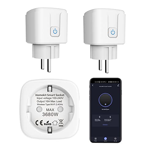 Smart Plug WiFi Steckdose:Intelligente Steckdose kompatibel mit Apple HomeKit,Siri,Alexa,Google Assistant,Sprach- und App-Fernbedienung,WiFi-Stecker mit Timer/Zeitplan (2-Pack) von RISOON