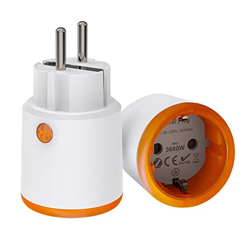 Intelligente Steckdosen: Zigbee Smart Plug mit Mess- & Timerfunktion, Tuya App Steuerung, Benachrichtigungen, erfordert Zigbee Hub, 16A Steckdose kompatibel mit Alexa, Google Home (1er-Pack) von RISOON