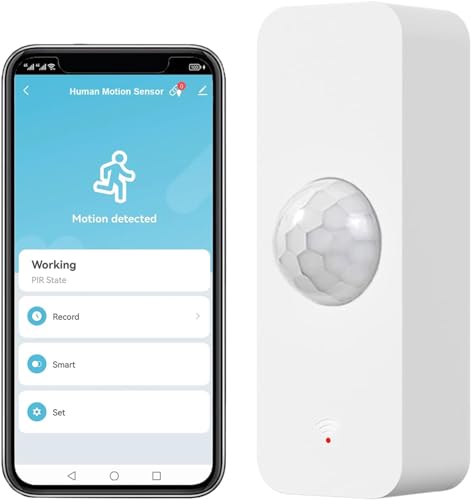 WiFi Bewegungssensor, Smart Bewegungsmelder Tuya PIR für die Heimsicherheit, drahtloser Bewegungssensor mit Fernüberwachungs App, Sprachbefehl kompatibel mit Alexa (1 Pack) von RISOON