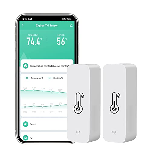 ZigBee Temperatur-Feuchtesensor, Tuya Innenthermometer Hygrometer mit Smarter Alarmfunktion, APP Aufzeichnung, Funktioniert mit Alexa, Google Home (Zigbee 3.0 Gateway is Required) (2-Pack) von RISOON