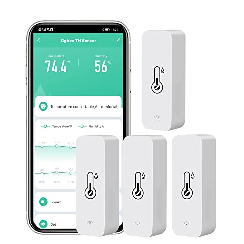 ZigBee Temperatur-Feuchtesensor, Tuya Innenthermometer Hygrometer mit Smarter Alarmfunktion, APP Aufzeichnung, Funktioniert mit Alexa, Google Home (Zigbee 3.0 Gateway is Required) (4-Pack) von RISOON