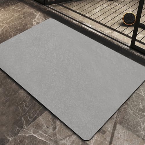 Badematte Rutschfester, RISVOWO Badezimmerteppich Absorbierender Badteppich 40x60cm, Kieselgur Badematte Waschbar, Antirutschmatte Badewanne, Mikrofaser Duschvorleger für Dusche, Badewannen, WC(Grau) von RISVOWO