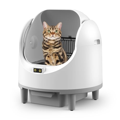 RITHRY Offene Katzenklo Selbstreinigend,Automatisches Katzenklo XXL Mit App Elektrisches 10-Liter-Kotauffangbehälter Und 9 -Sensor-Schutz, Katzenklo Offene Für Große Katzen von RITHRY