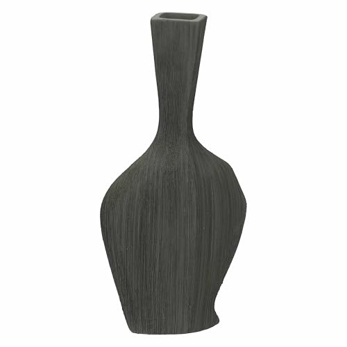 rituali domestici - Vase Deco Medium Collin aus Steingut, 17 x 7,5 cm, Tiefe 31 cm, Kollektion Hanf von rituali domestici