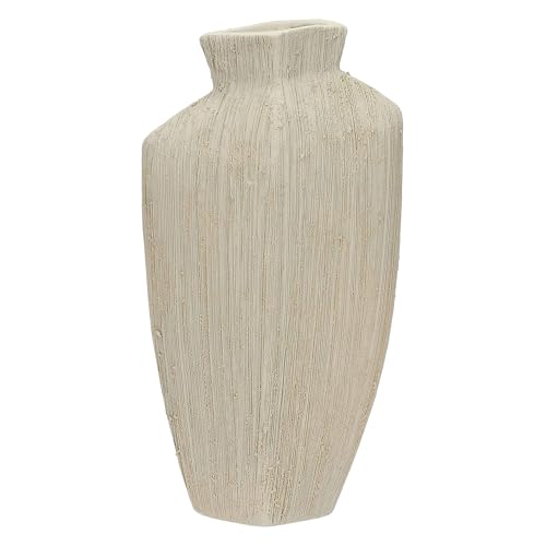 rituali domestici - Vase Deco Obliquo aus Steingut, 15,5 x 9,5 cm, Tiefe 31 cm, Kollektion Hanf von rituali domestici