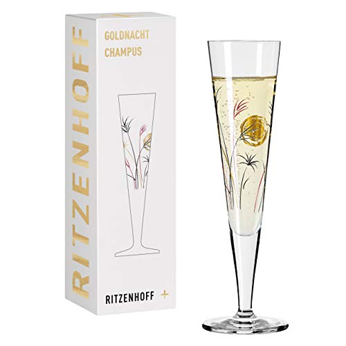 RITZENHOFF 1071013 Champagnerglas 200 ml – Serie Goldnacht Nr. 13 – Edles Designerstück mit Echt-Gold – Made in Germany von RITZENHOFF
