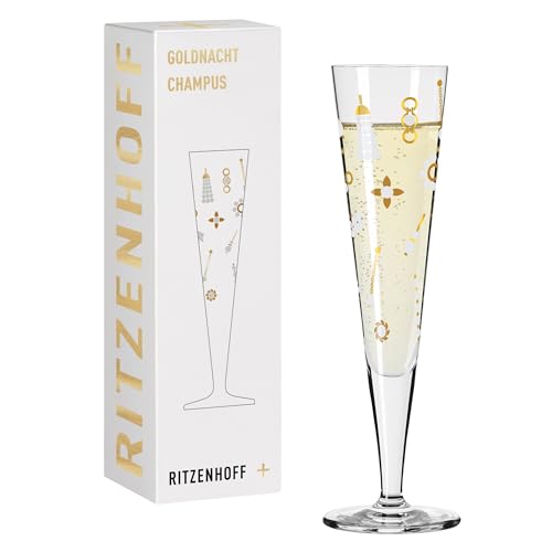 RITZENHOFF 1071040 Champagnerglas 200 ml - Serie Goldnacht Nr. 40, 2er Set - Designerstück mit Echt-Gold - Made in Germany von RITZENHOFF