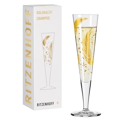 RITZENHOFF 1071042 Champagnerglas 200 ml - Serie Goldnacht Nr. 42, 2er Set - Designerstück mit Echt-Gold - Made in Germany von RITZENHOFF