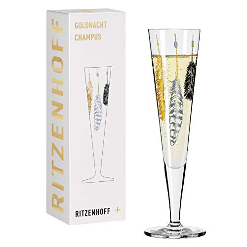 RITZENHOFF 1078246 Champagnerglas 200 ml – Serie Goldnacht Nr. 3 – Edles Designerstück mit Echt-Gold – Made in Germany von RITZENHOFF