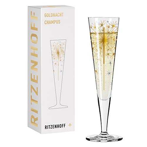 RITZENHOFF 1078268 Champagnerglas 200 ml – Serie Goldnacht Nr. 5 – Edles Designerstück mit Echt-Gold – Made in Germany von RITZENHOFF