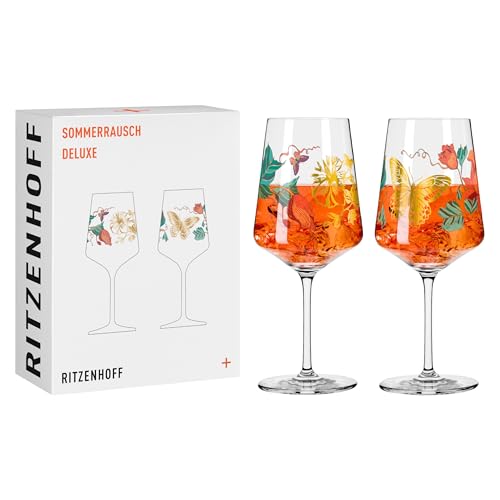 RITZENHOFF 2841020 Aperitif-Glas Sprizz 2er-Set 500 ml - Serie Sommerrausch Deluxe mit bunter Collage - Made in Germany von RITZENHOFF