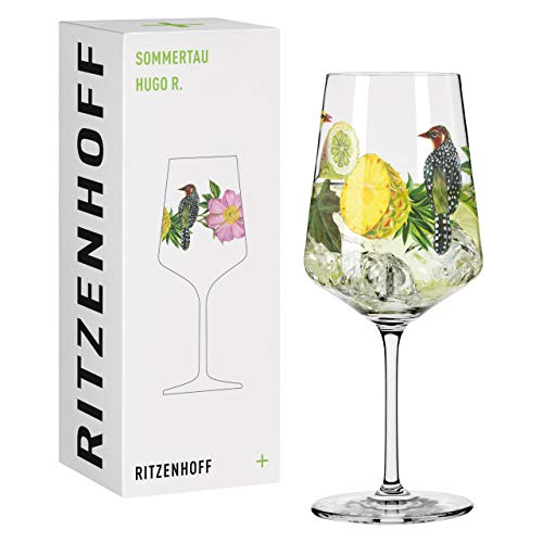 RITZENHOFF 2931005 Aperitifglas 500 ml – Serie Sommertau – Motiv Nr. 5 mit Blumen & Vogel – Made in Germany von RITZENHOFF