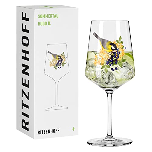 RITZENHOFF 2931015 Hugo-Glas 500 ml – Aperitif-Glas – Serie Sommertau – Motiv 15 mit Vogel bunt – Made in Germany von RITZENHOFF