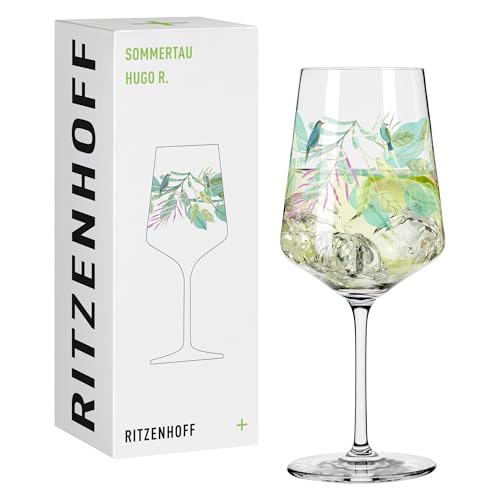 RITZENHOFF 2931017 Aperitif-Glas 500 ml - 2er-Set - Serie Sommertau - für Spritz, Schorle - Motiv Blätter - Made in Germany von RITZENHOFF