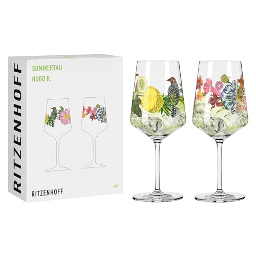 RITZENHOFF 2931019 Aperitifglas 500 ml - Serie Sommertau - Motiv Vögel, Blumen - Made in Germany von RITZENHOFF