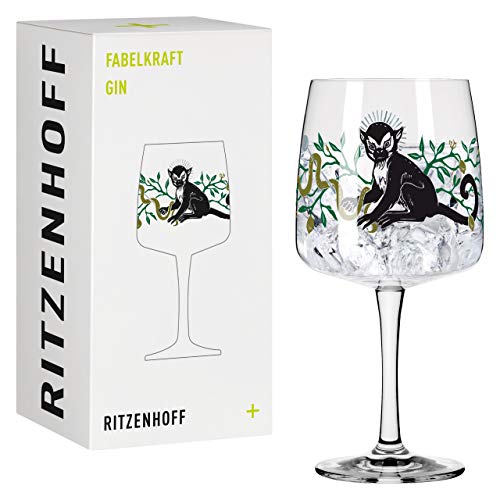 Ritzenhoff 3458001 Gin-Glas 700 ml – Serie Fabelkraft Motiv Nr. 1, Cocktailglas Monkey-Illustration – Made in Germany von RITZENHOFF
