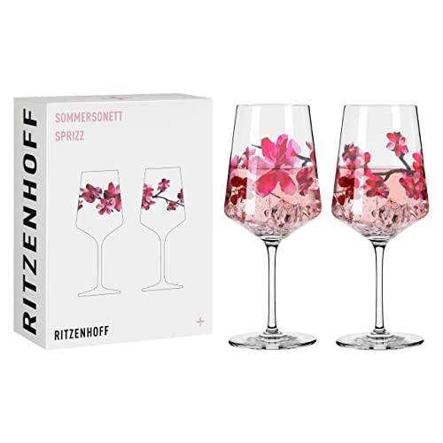 RITZENHOFF 3461006 Aperitif-Glas Sprizz 2er-Set 500 ml – Serie Sommersonett Nr. 11 + 12 – mit Asia-Motiv Rot – Made in Germany von RITZENHOFF