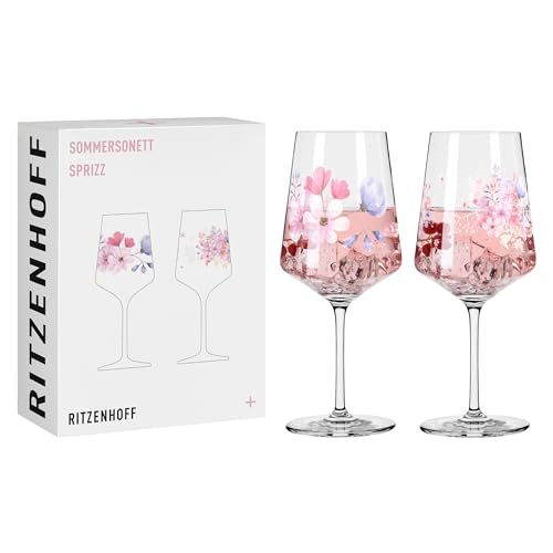 RITZENHOFF 3461009 Aperitifglas 500 ml - 2er Set - Serie Sommersonett - 2 Stück, Motiv Blumenwiese - Made in Germany von RITZENHOFF