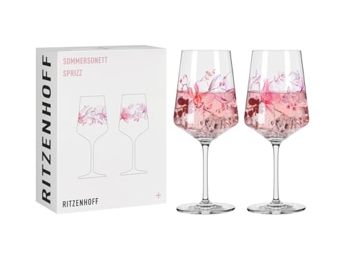 RITZENHOFF 3461010 Aperitifglas 500 ml - 2er Set - Serie Sommersonett - 2 Stück mit Blütenmotiv - Made in Germany von RITZENHOFF