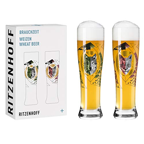 RITZENHOFF 3481002 Weizenbierglas 500 ml – 2er Set – Serie Brauchzeit Set Nr. 2 – 2 Stück mit mehrfarbigem Digitaldruck von RITZENHOFF