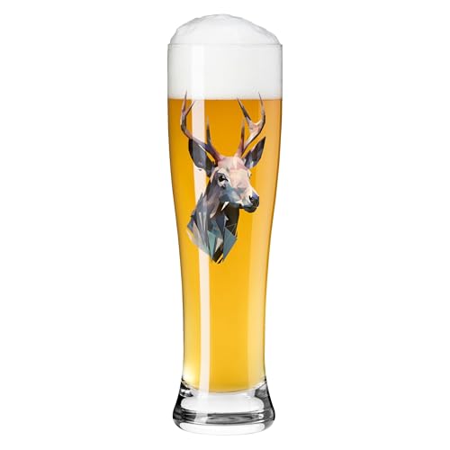 RITZENHOFF 3481013 Weizenbierglas 500 ml Serie Brauchzeit - Tier Motiv Hirsch, Digitaldruck mehrfarbig - Made in Germany von RITZENHOFF